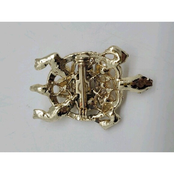Sea Turtle Brooch Gold Tone Faux Pearl Pin Costume Jewlry - Picture 6 of 8